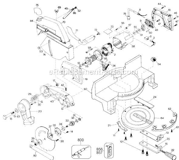 Page A Diagram and Parts List for 1701-04 Type 1 Black and Decker Miter Saw
